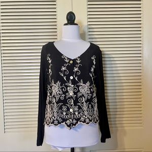 Vintage Judy Knapp Crop Embroidered Blouse